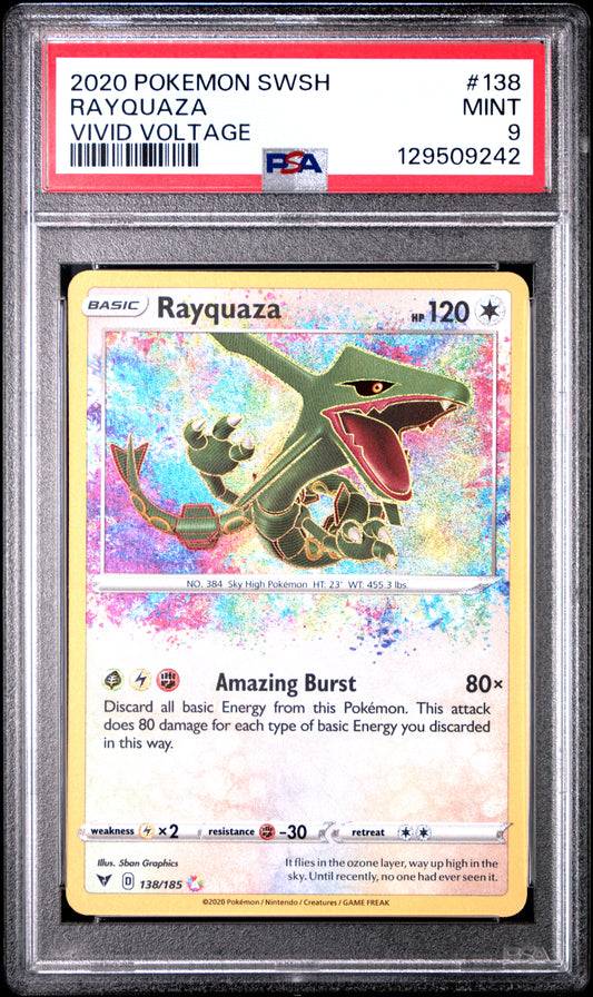 PSA 9 Rayquaza #138 Pokémon SWSH Vivid Voltage English 2020