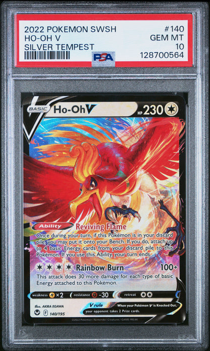 PSA GEM MT 10 Ho Oh V #140 Pokémon SWSH Silver Tempest English 2022