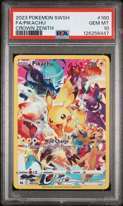 PSA 10 Pikachu #160 Pokémon SWSH Crown Zenith English 2023