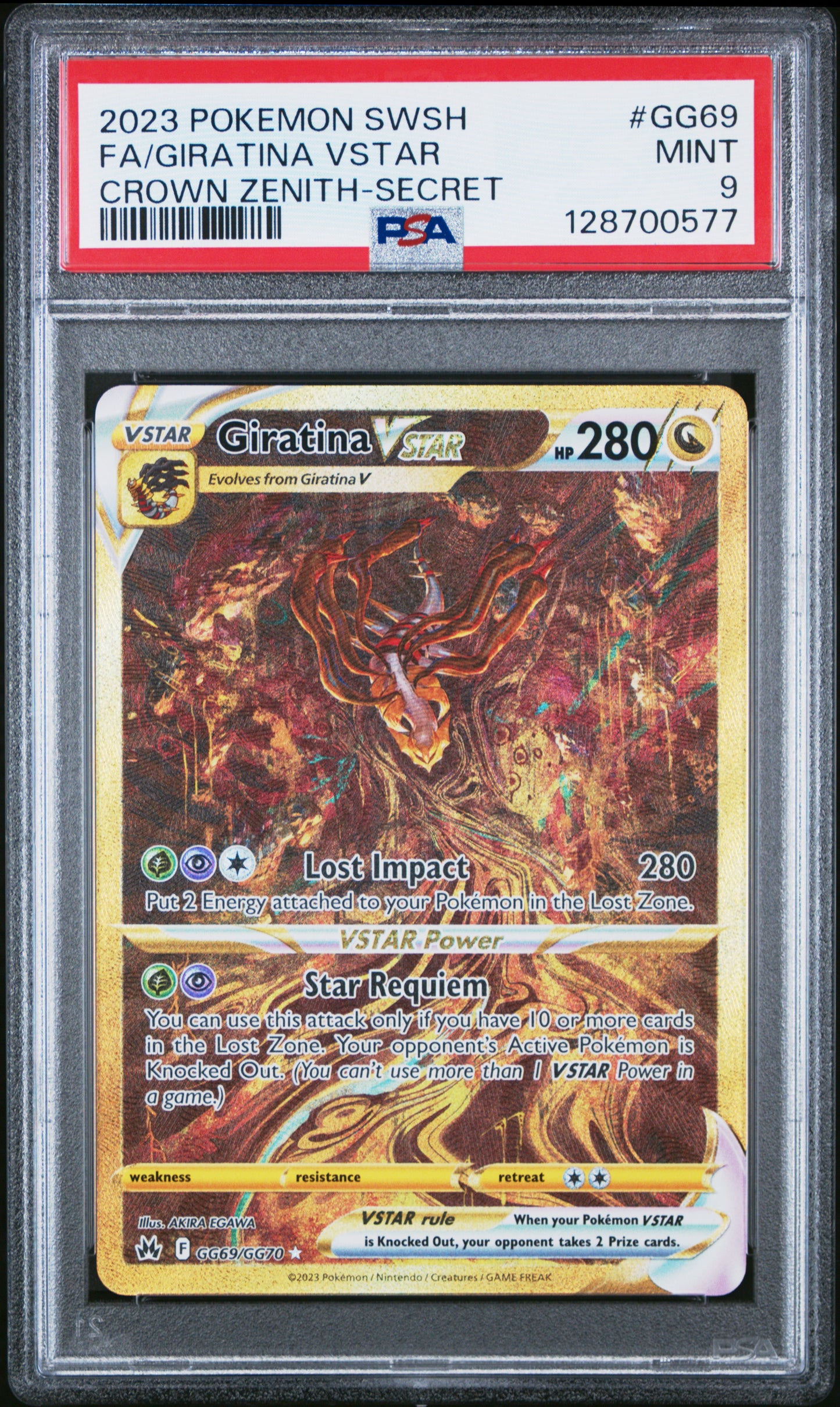 PSA MINT 9 Giratina VSTAR #GG69 Pokémon SWSH Crown Zenith English 2023