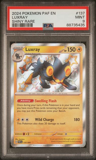 PSA 9 MINT Luxray #137 Shiny Rare Pokemon Paldean Fates PAF EN 2024