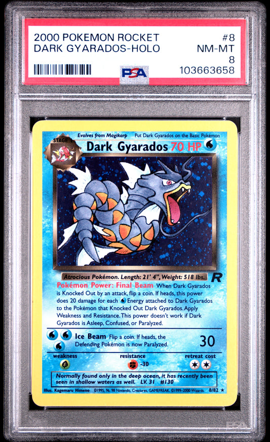 PSA 8 Dark Gyarados Holo #8 Pokémon Pokemon Rocket English 2000