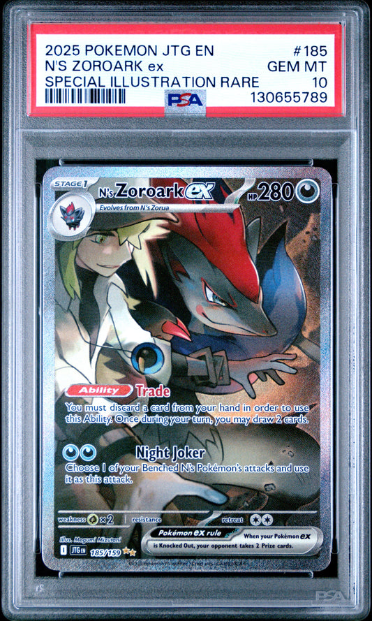 PSA 10 N's Zoroark EX #185 Pokémon Journey Together English 2025