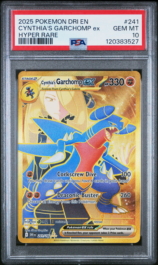 PSA 10 Cynthia's Garchomp Ex #241 Pokémon Destined Rivals English 2025