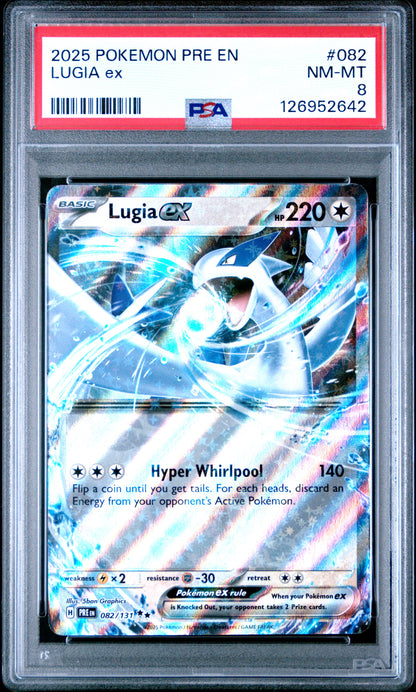 PSA NM-MT 8 Lugia EX #082 Pokémon Prismatic Evolutions English 2025