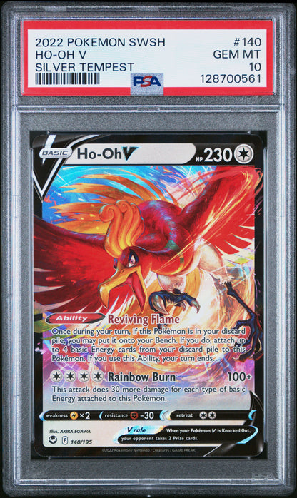 PSA GEM MT 10 Ho Oh V #140 Pokémon SWSH Silver Tempest English 2022