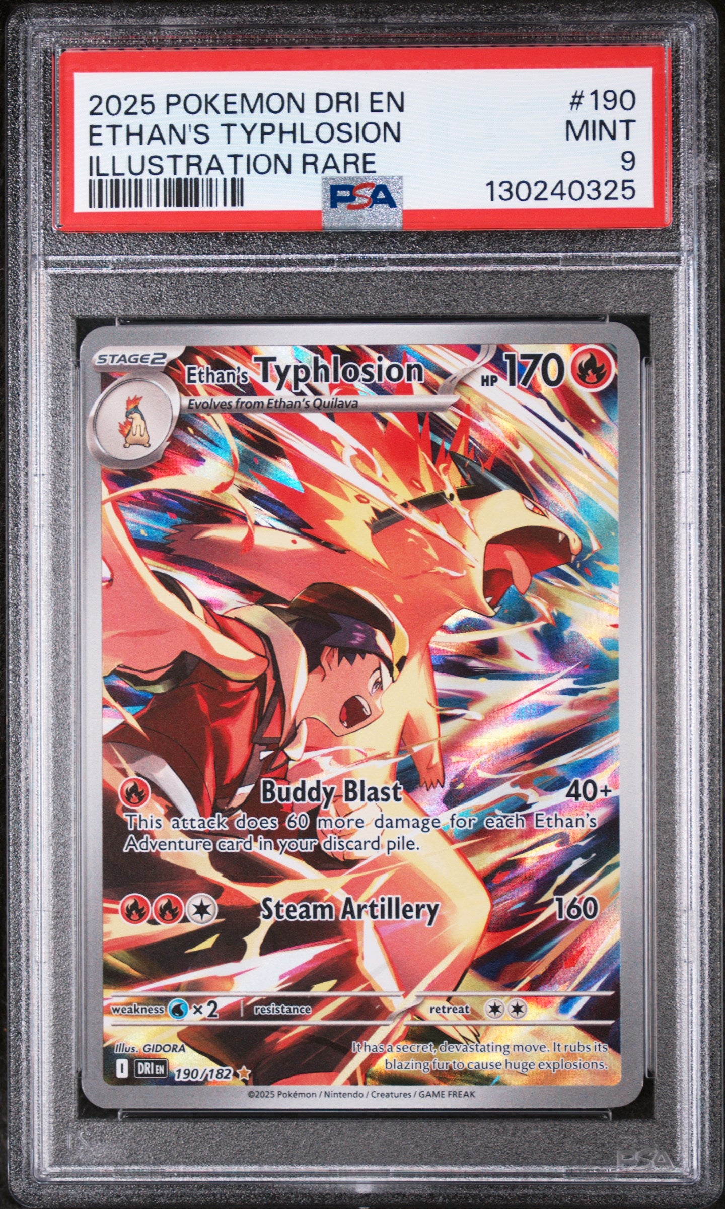 PSA 9 Ethan's Typhlosion #190 Pokémon Destined Rivals English 2025