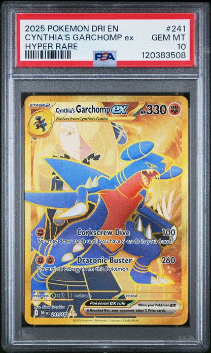 PSA 10 Cynthia's Garchomp EX #241 Pokémon Destined Rivals English 2025