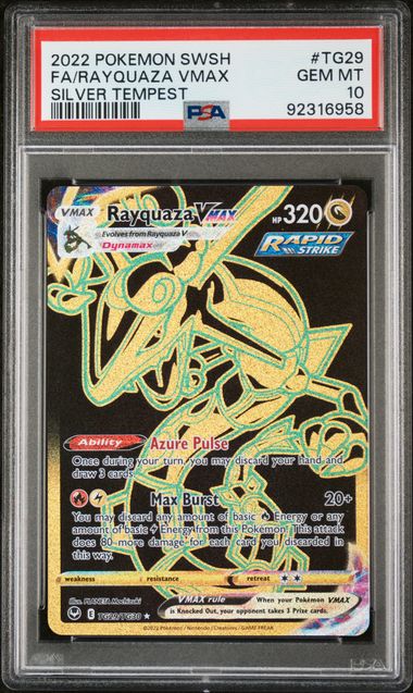 PSA 10 GEM MINT Rayquaza VMAX #TG29 Silver Tempest Trainer Gallery EN 2022