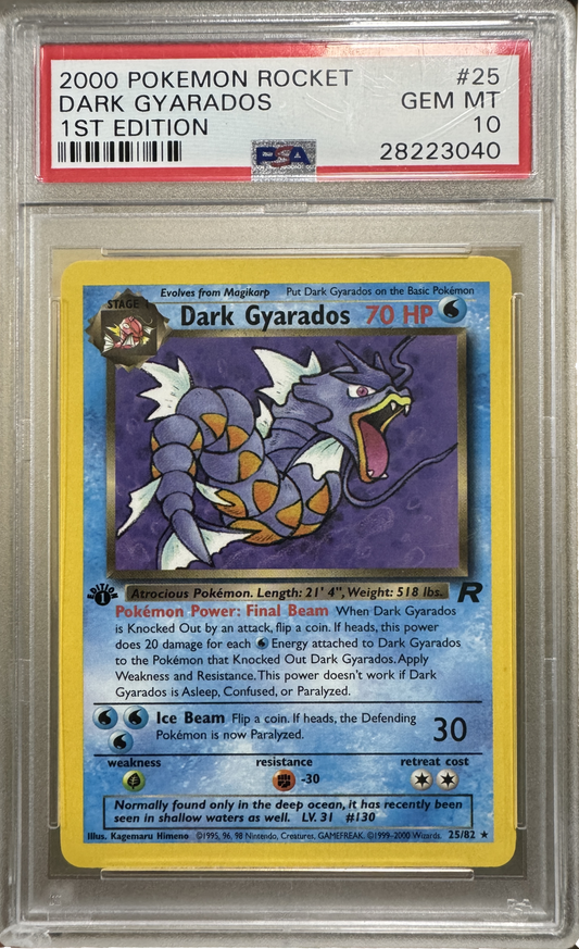 PSA 10 Dark Gyarados #25 1st Edition Pokémon Rocket English 2000