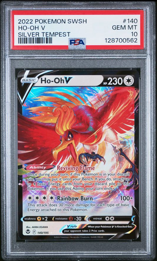 PSA GEM MT 10 Ho Oh V #140 Pokémon SWSH Silver Tempest English 2022