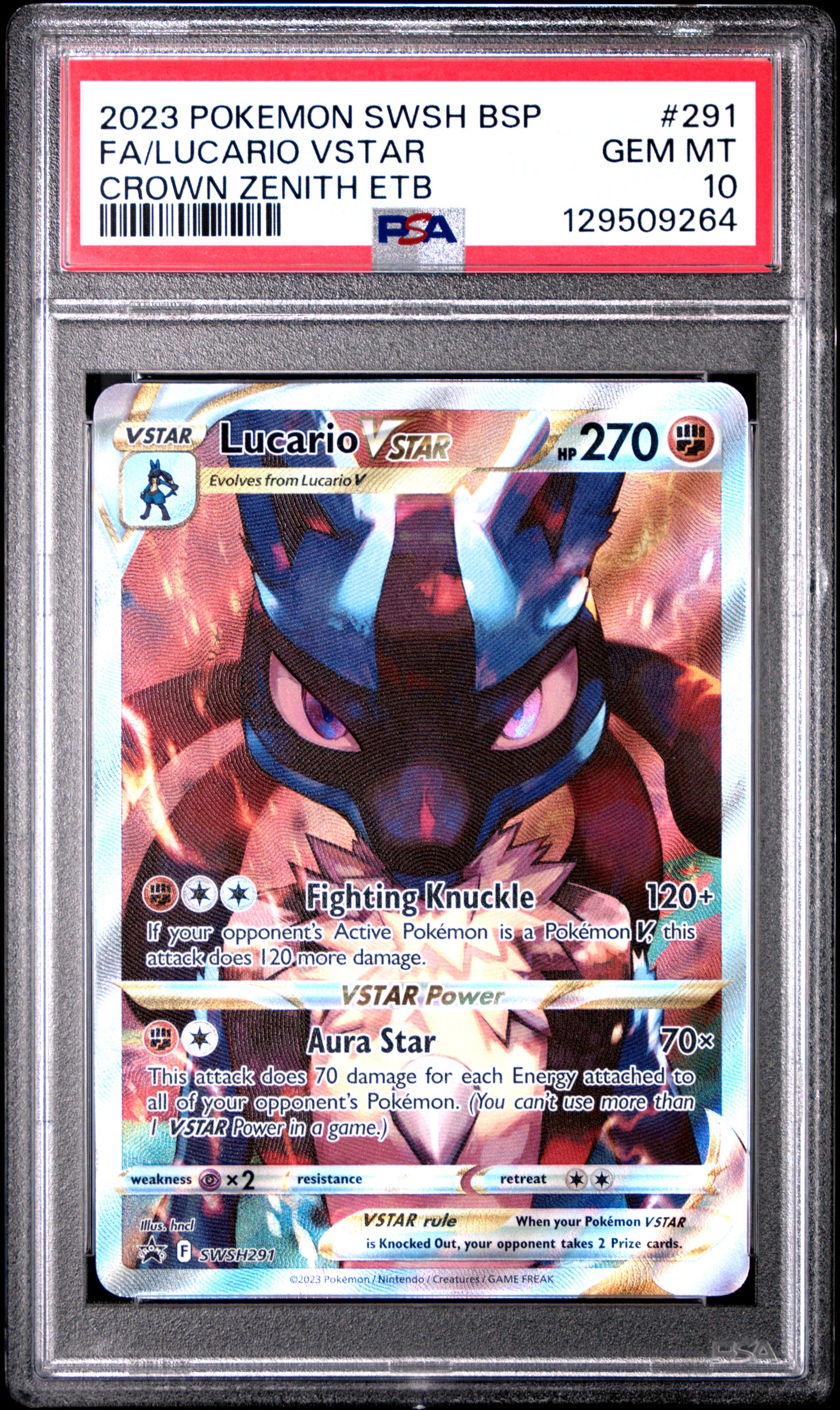 PSA 10 Lucario VSTAR #291 Pokémon SWSH Black Star Promo English 2023