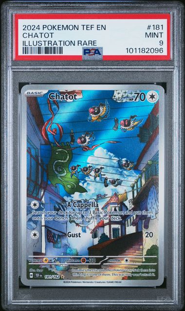 PSA 9 MINT Chatot #181/162 Illustration Rare Temporal Forces (TEF) EN 2024