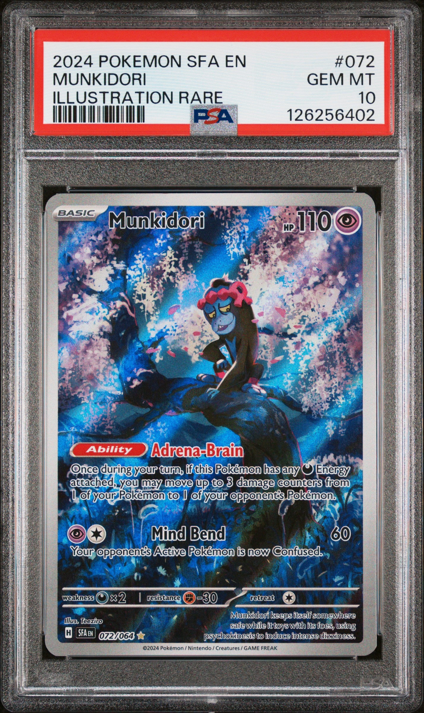 PSA 10 Munkidori #072 Pokémon Shrouded Fable English 2024