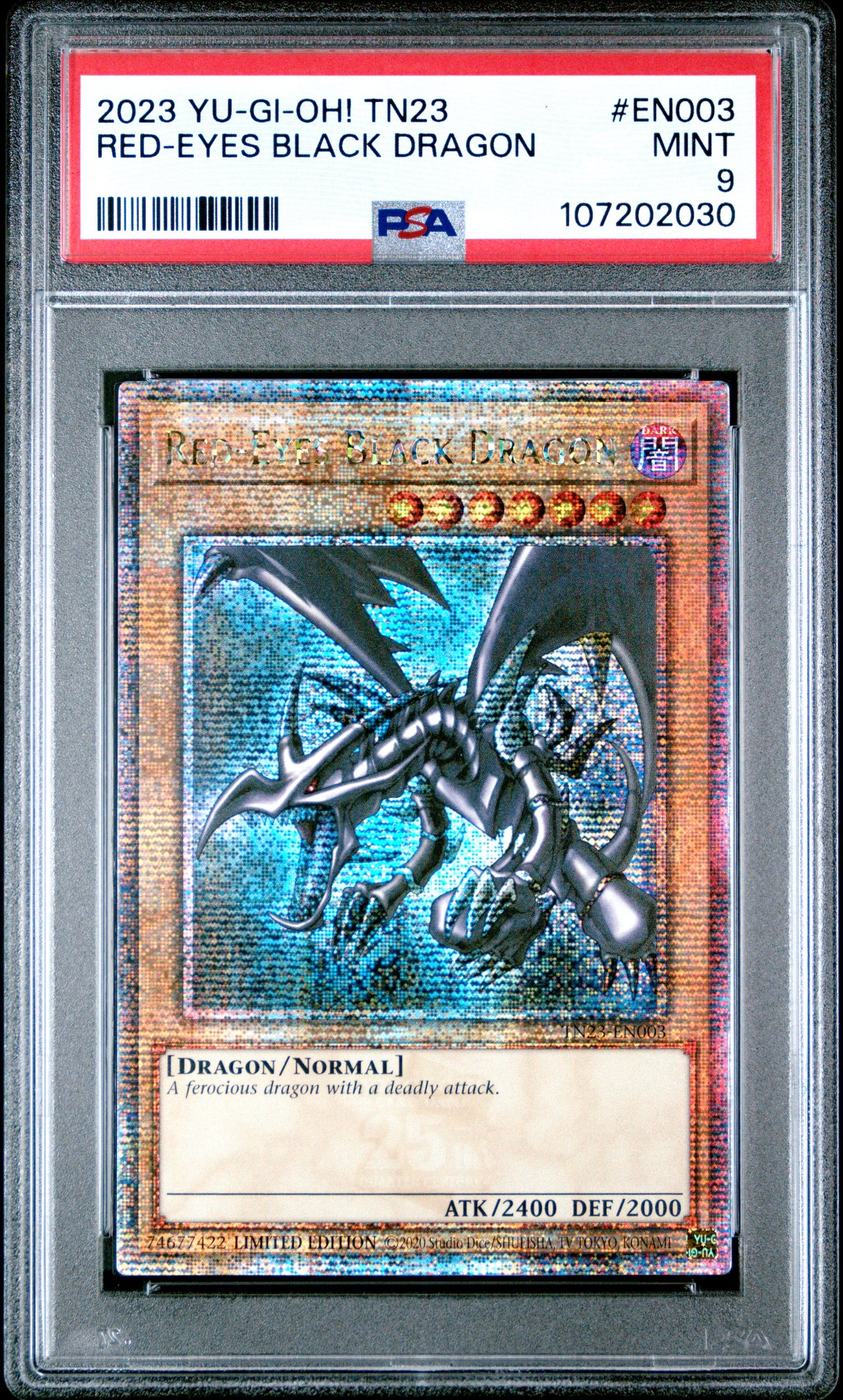 PSA 9 Red Eyes Black Dragon #EN003 Yu-Gi-Oh! 25th Anniversary Tin: Dueling Heroes English 2023