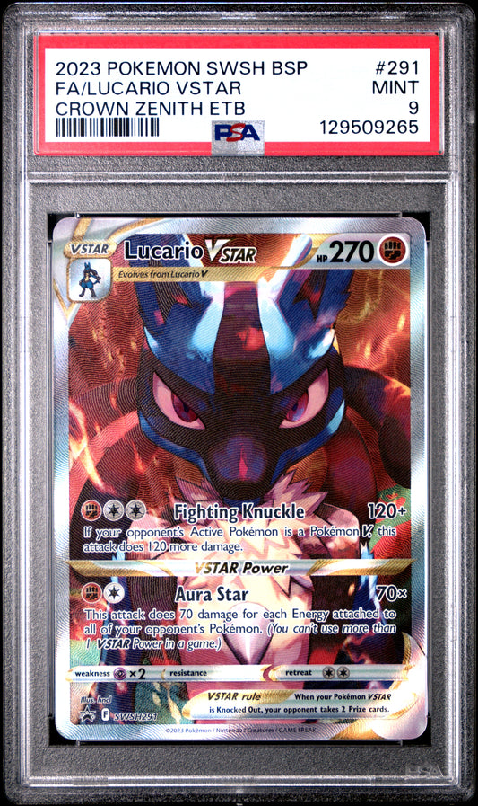 PSA 9 Lucario VSTAR #291 Pokémon SWSH Black Star Promo English 2023