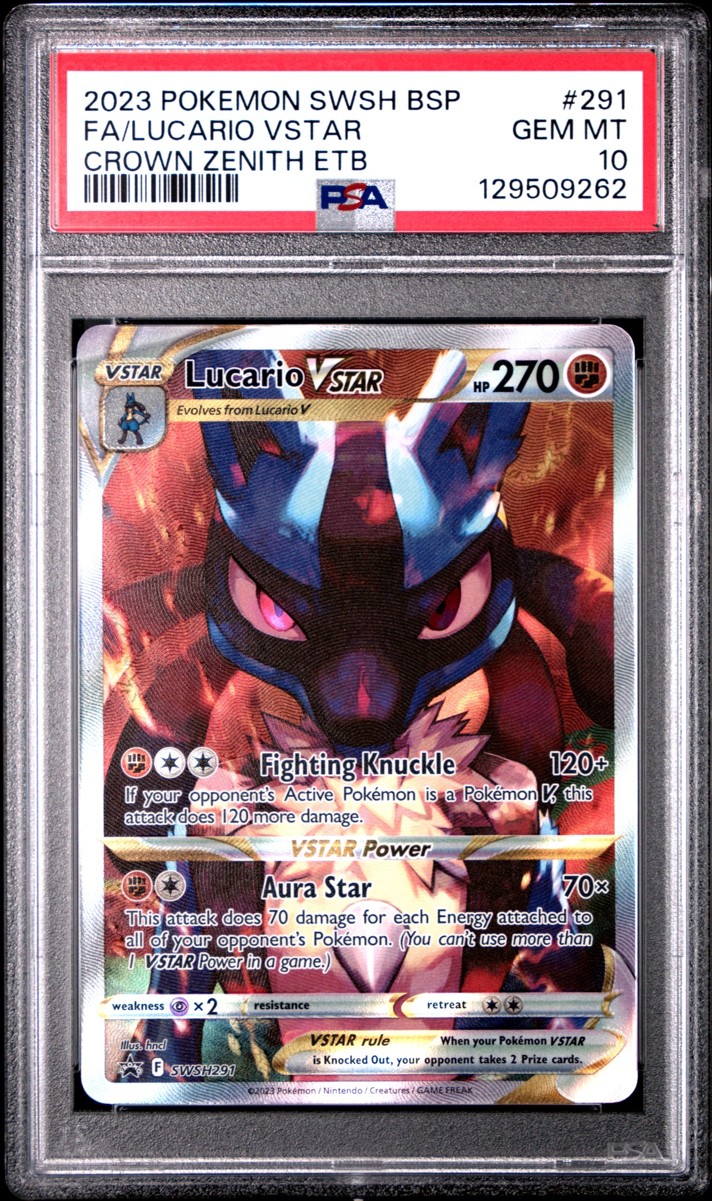 PSA 10 Lucario VSTAR #291 Pokémon SWSH Black Star Promo English 2023