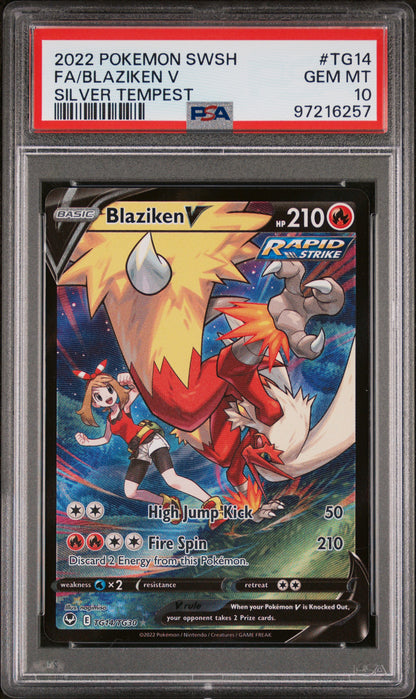 PSA GEM MT 10 Blaziken V #TG14 Pokémon SWSH Silver Tempest English 2022