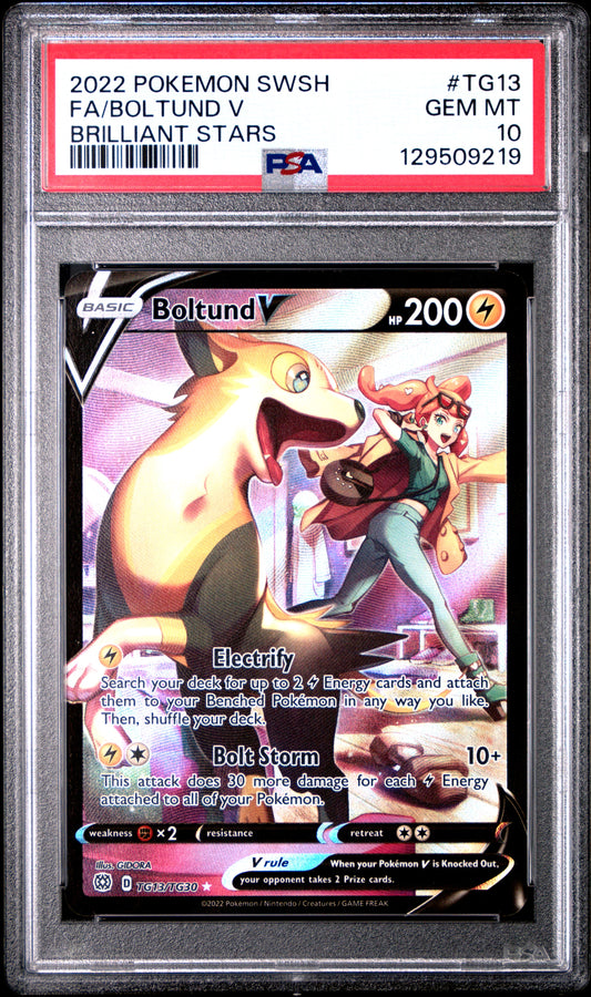 PSA 10 Boltund V #TG13 Pokémon SWSH Brilliant Stars English 2022