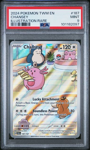 PSA 9 MINT Chansey #187/167 Illustration Rare Twilight Masquerade EN 2024