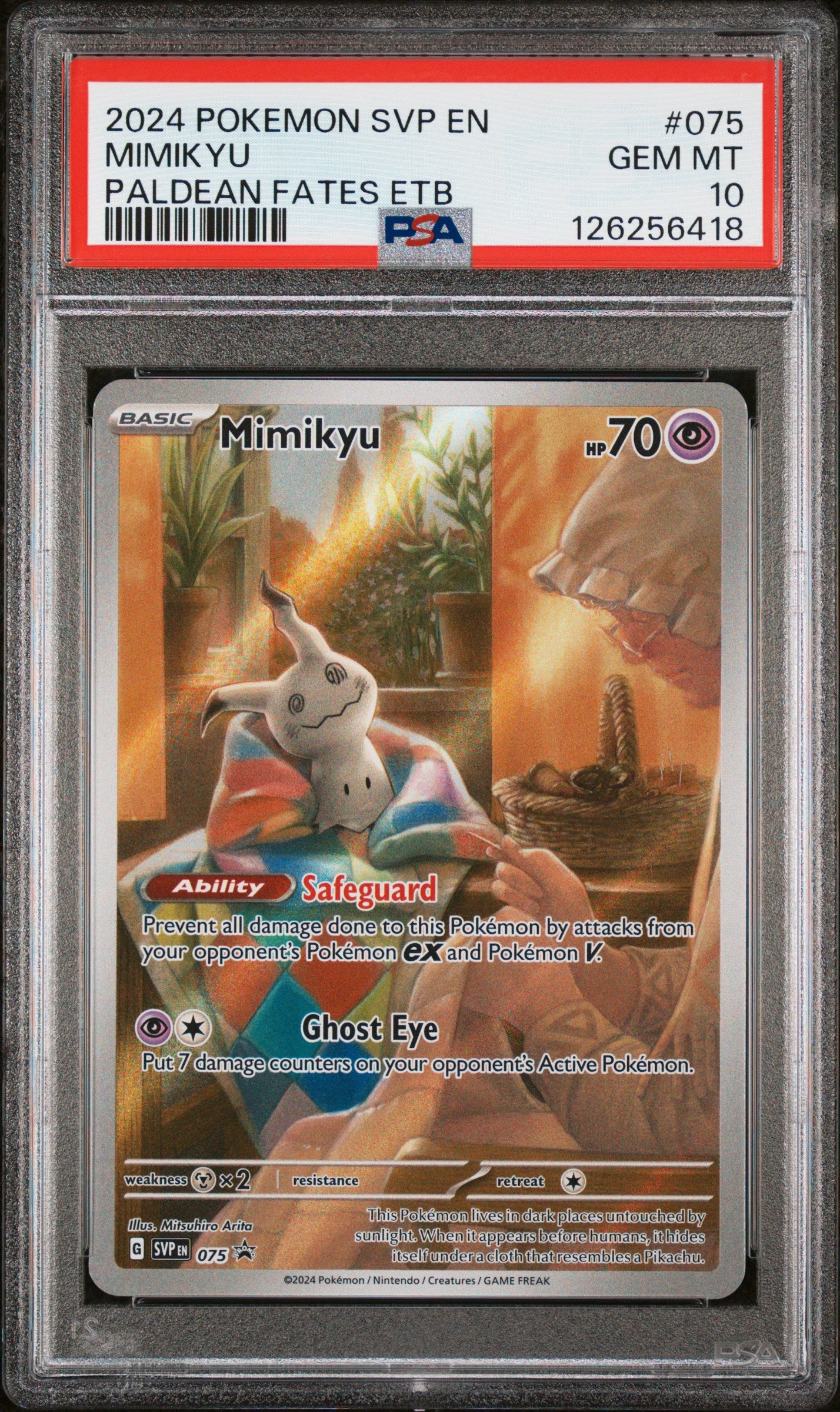 PSA 10 Mimikyu #075 Pokémon SVP Black Star Promos English 2024