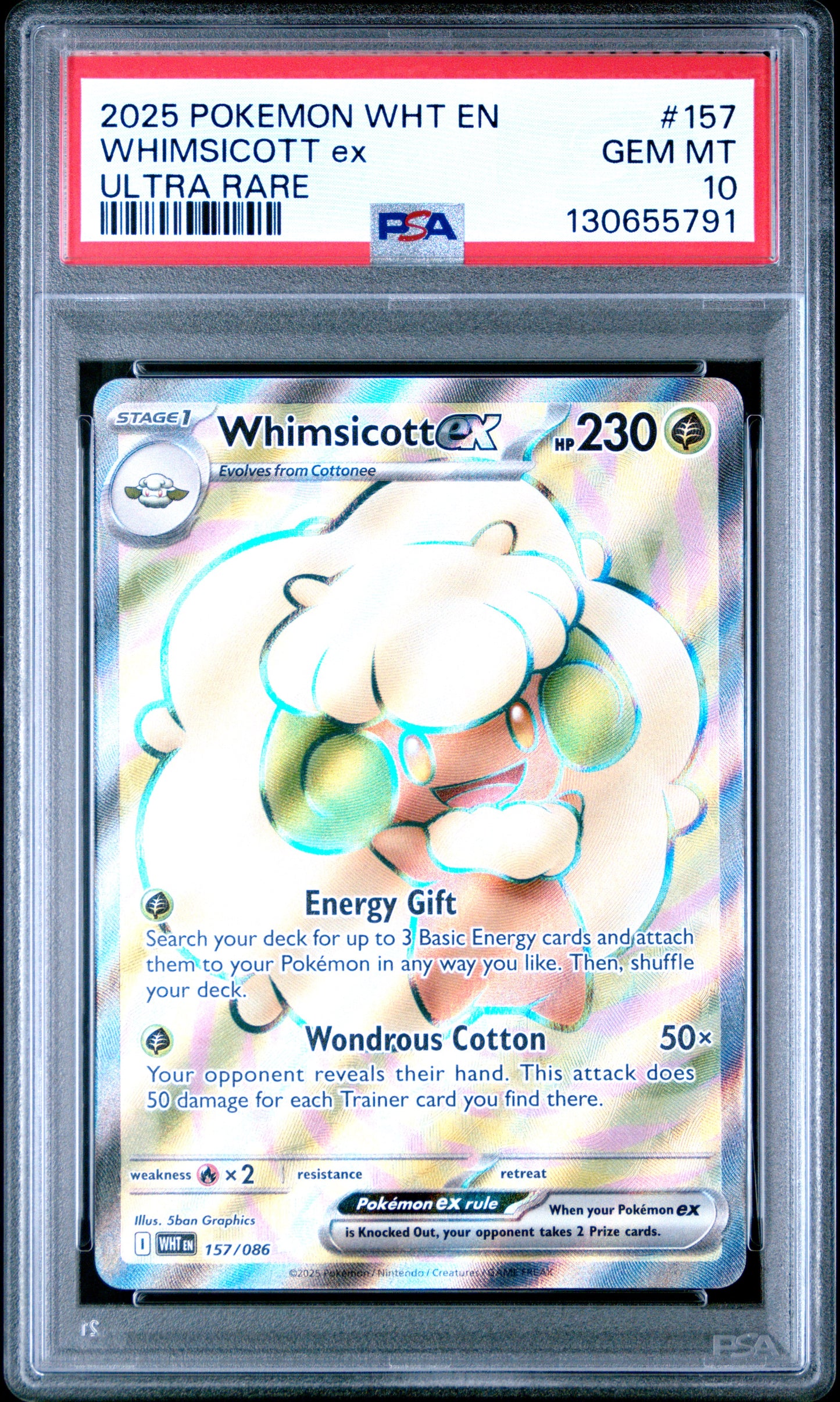 PSA 10 Whimsicott EX #157 Pokémon White Flare English 2025
